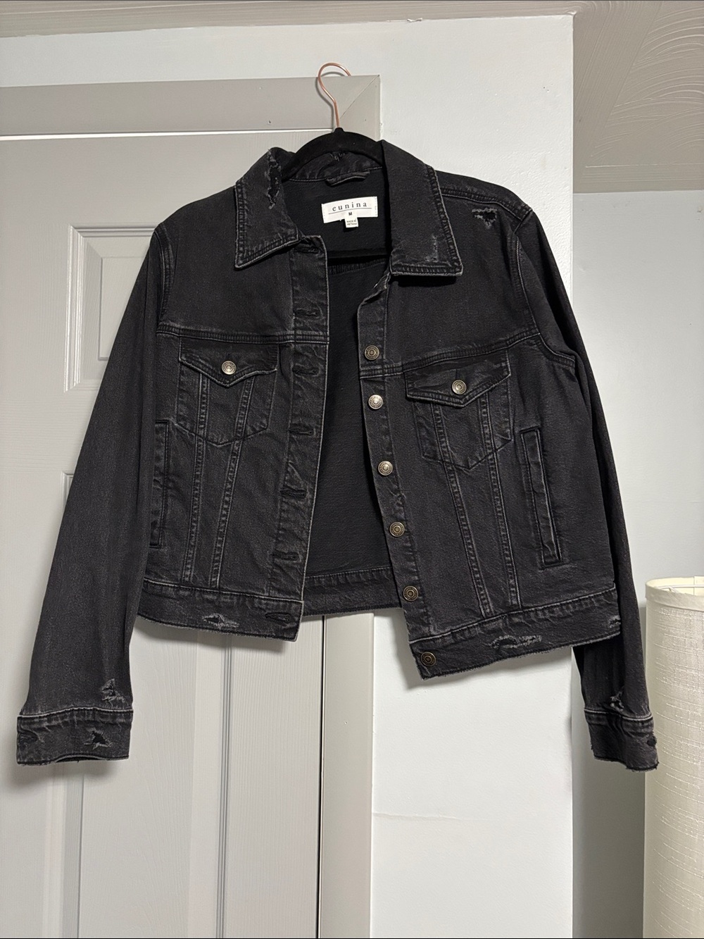 eunina Black Cropped Denim Jacket